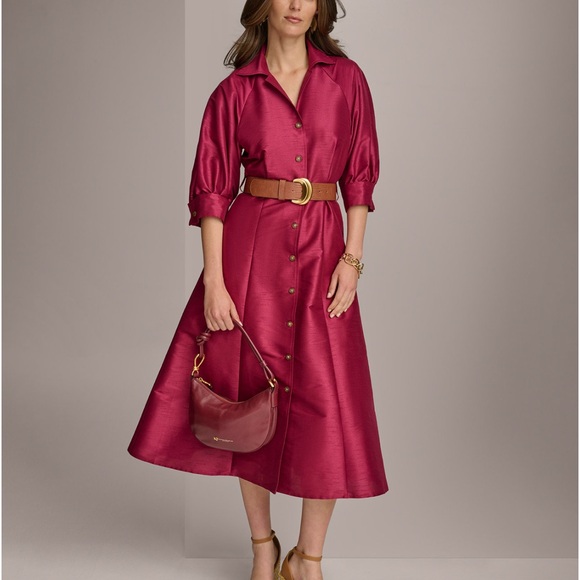 Donna Karan Elbow-Sleeve Belted Shirt Dress. Size 4. NWT - Picture 7 of 7